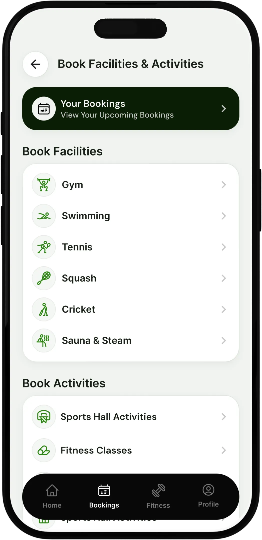 Finished booking screen design