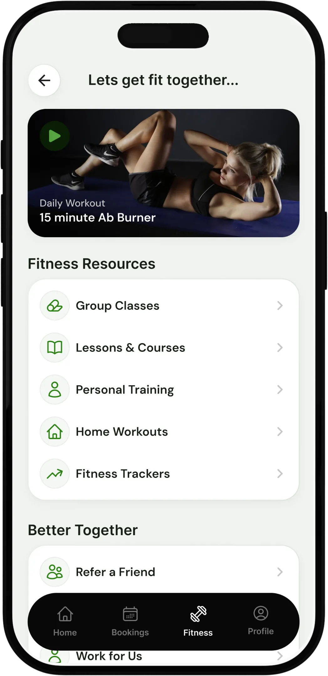 Finished fitness screen design