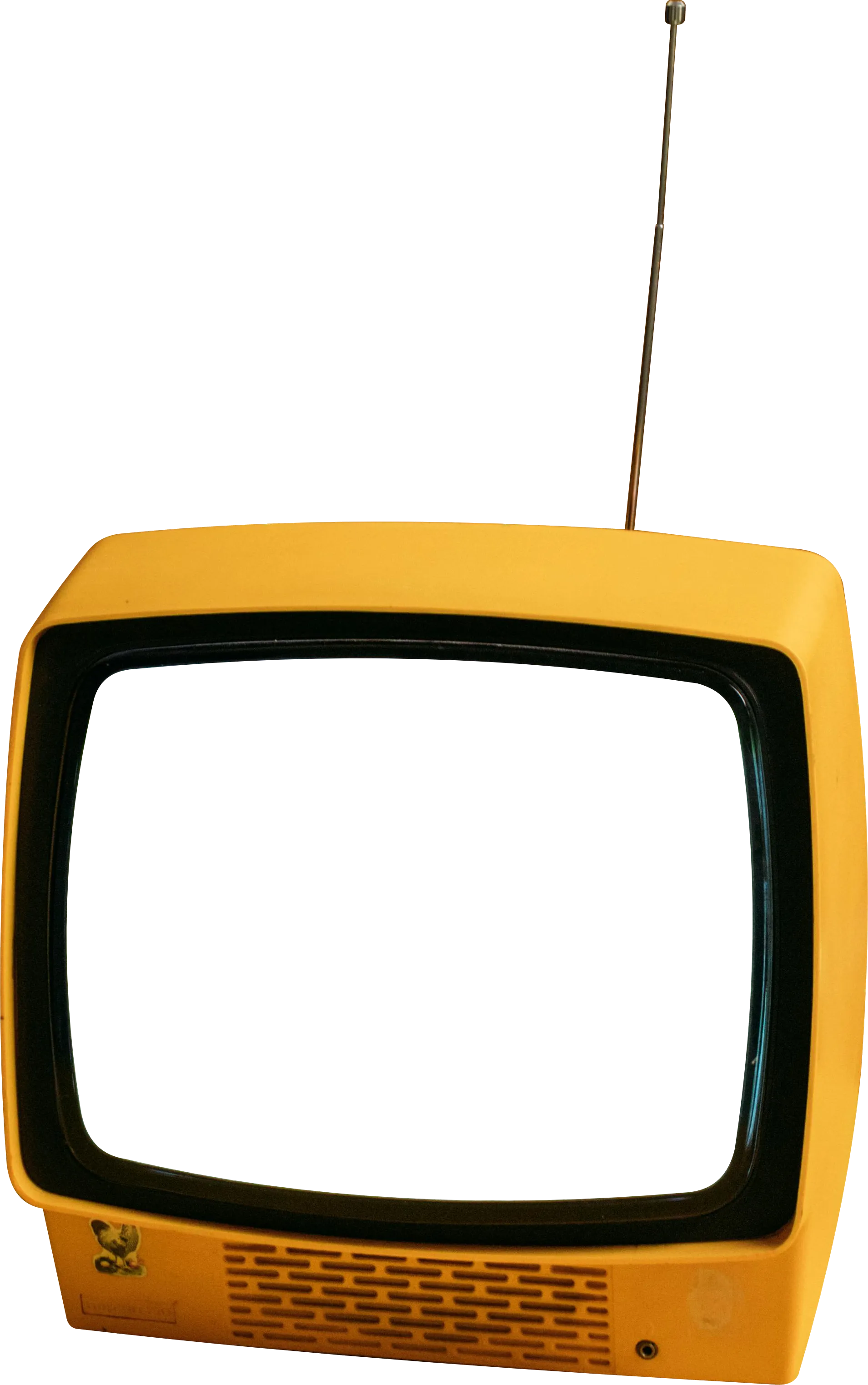 Image of an old fashioned television with animated static on the screen, floating above a gradient background.